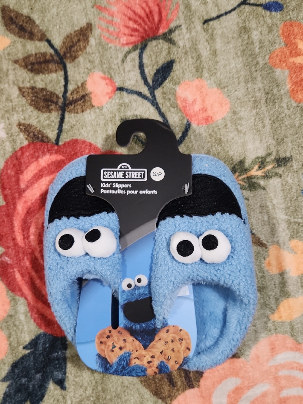 Sesame Street Cookie Monster Plush Kids Aged 7/8 Slippers - Blue & Black
